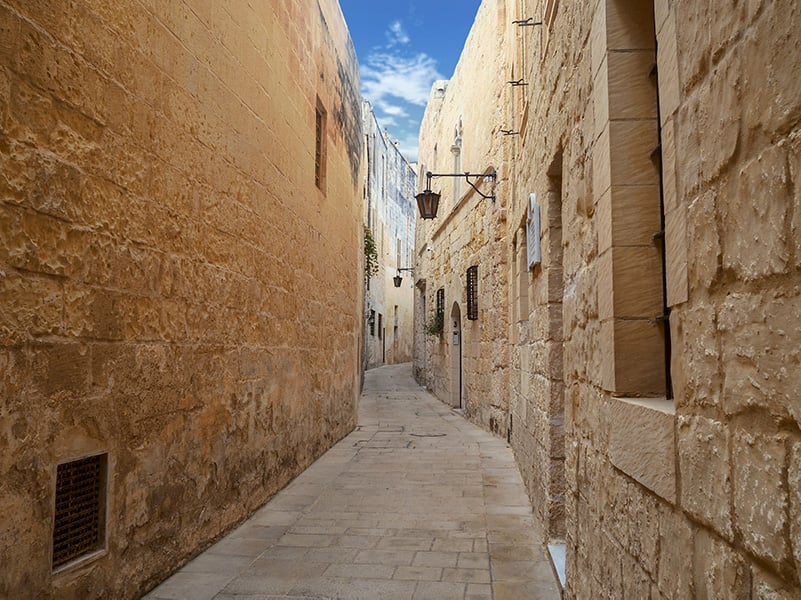 The streets of Mdina, Malta are one of the best unknown places to visit in Europe.