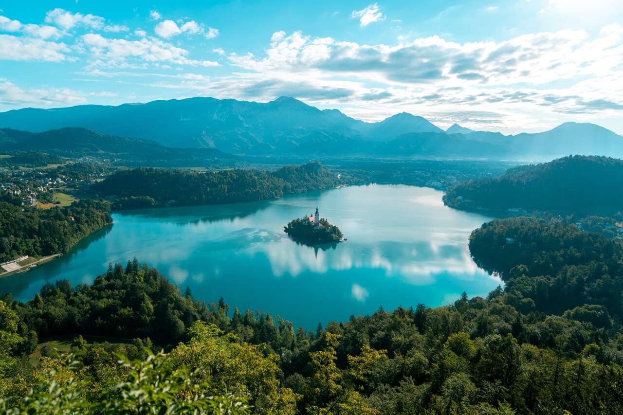 The view of Lake Bled from Mala Osojnica