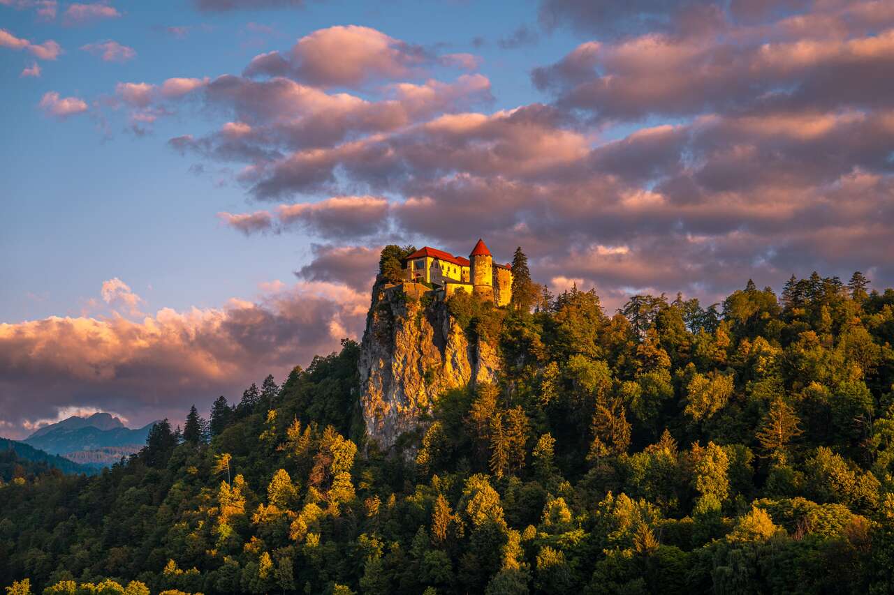 Bled Castle at sunrise