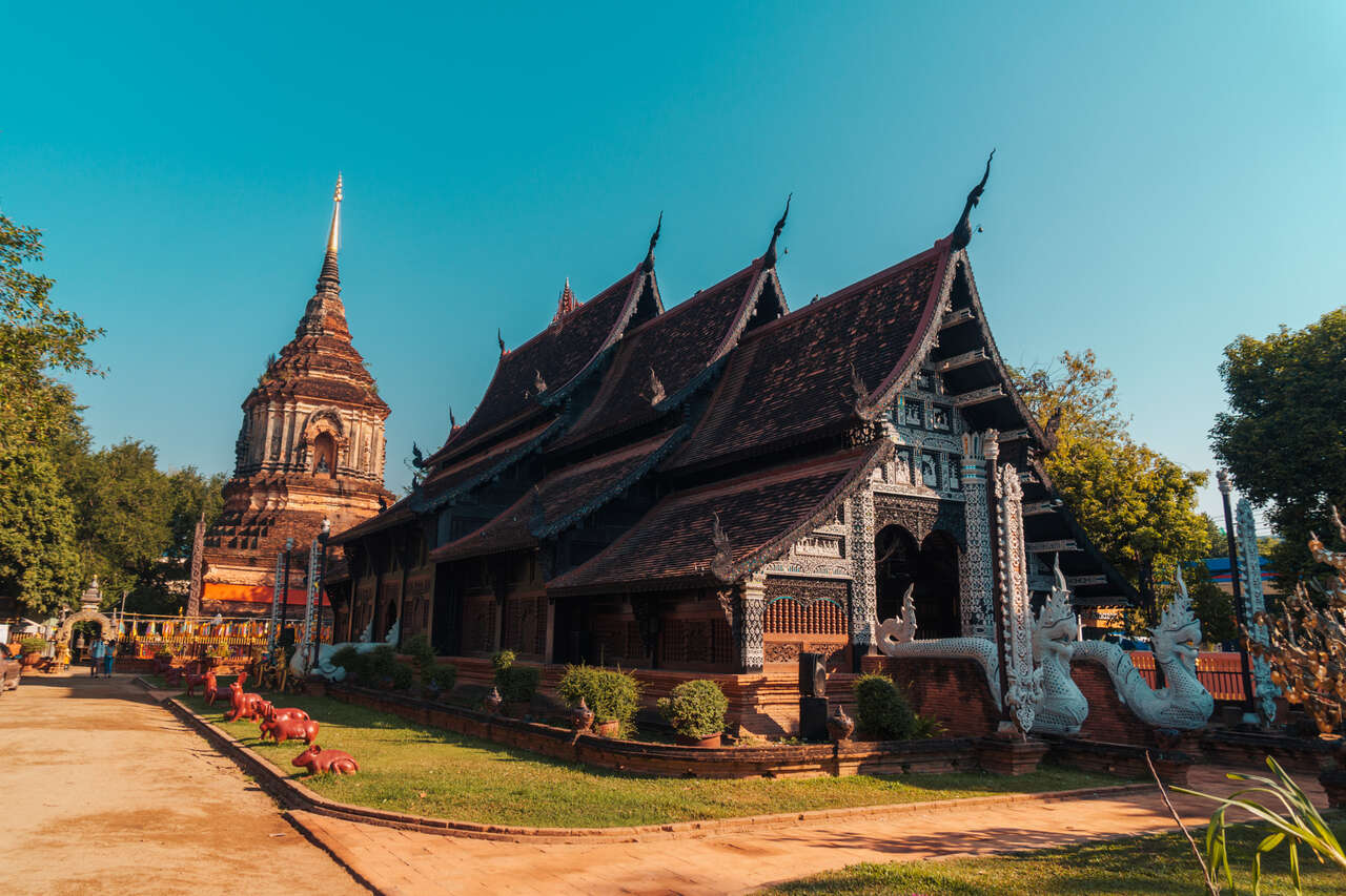 The exterior of Wat Lok Moli in Chiang Mai, Thailand.
